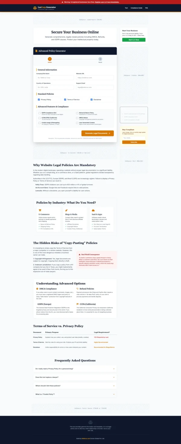 screencapture-website-legal-policy-generator-templategem-store-2025-12-01-05_22_17 Website Legal Policy Generator Resell Rights